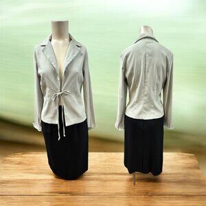 Wrapper,Woman,Black Skirt+Gray Jacket to Tie Suit,Size 7,Long Sleeve,Wool.!